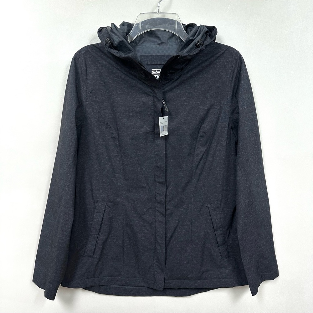 32 Degrees Fitted Rain Jacket • Waterproof UPF 30+• Black Heather • Women’s M